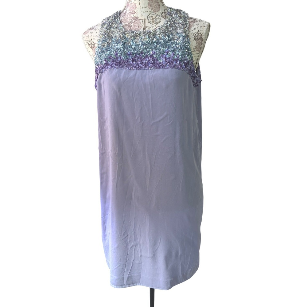 NWT French Connection Beaded Sequin Lavender Sheath Dress Size 10